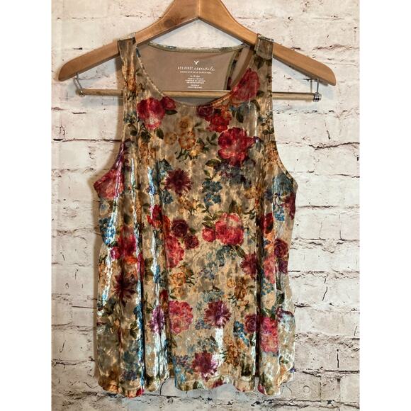 American Eagle Outfitters Tops - American Eagle Tank Top Womens Small First Essentials Velvet Florals‎ Open Back
